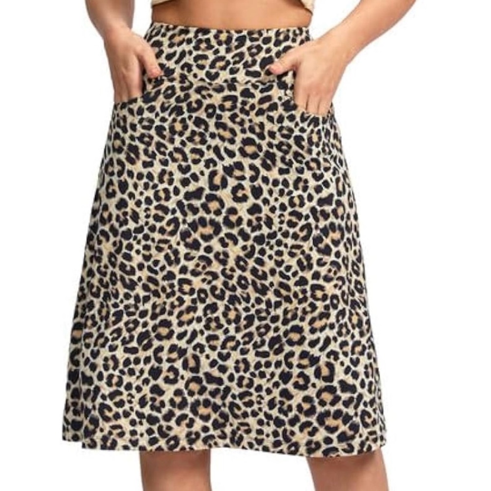 Brown Tan Knee-Length A-Line Skirt for Night Out